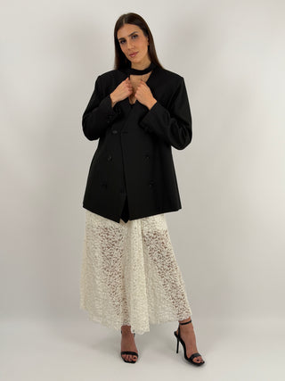 Blazer Lumina Nero Senza Revers con Cravatta