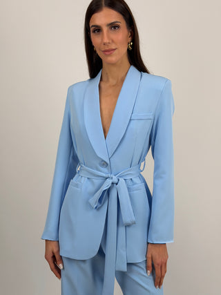 Blazer con Cintura Azzurro