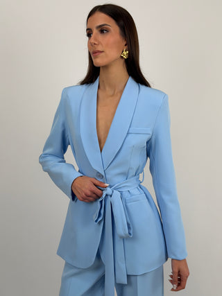 Blazer con Cintura Azzurro