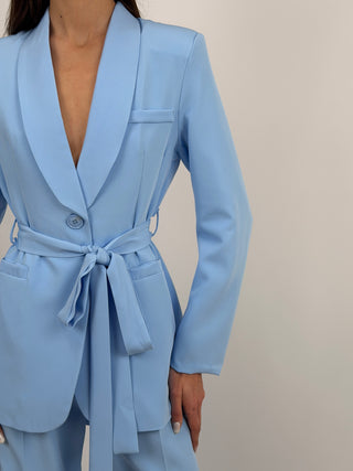 Blazer con Cintura Azzurro