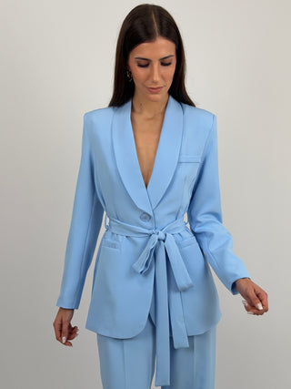 Blazer con Cintura Azzurro