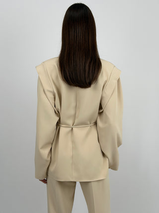 Blazer con Spalle Strutturate Beige