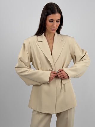 Blazer con Spalle Strutturate Beige