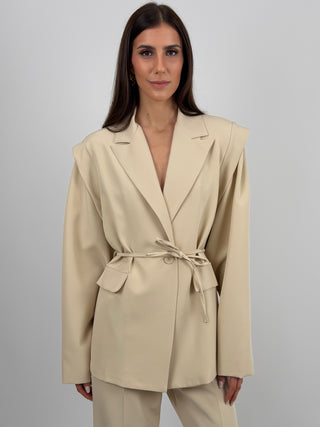 Blazer con Spalle Strutturate Beige