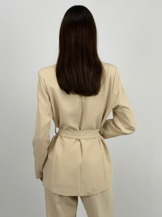 Blazer con Cintura Beige