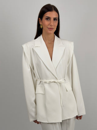Blazer con Spalle Strutturate Bianco