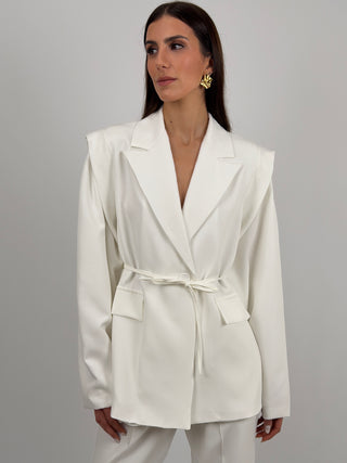 Blazer con Spalle Strutturate Bianco