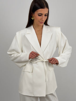 Blazer con Spalle Strutturate Bianco