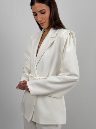 Blazer con Spalle Strutturate Bianco