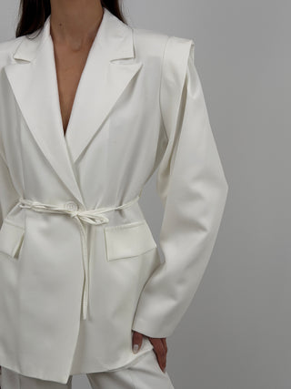 Blazer con Spalle Strutturate Bianco