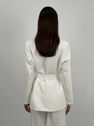 Blazer con Cintura Bianco