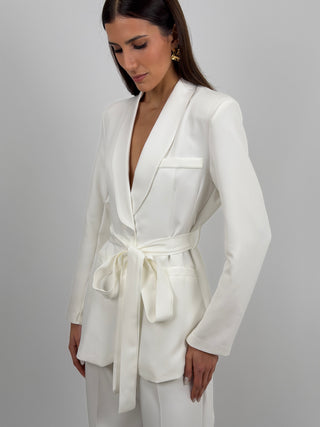 Blazer con Cintura Bianco
