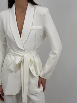 Blazer con Cintura Bianco