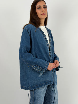 Giacca in Denim con Lacci
