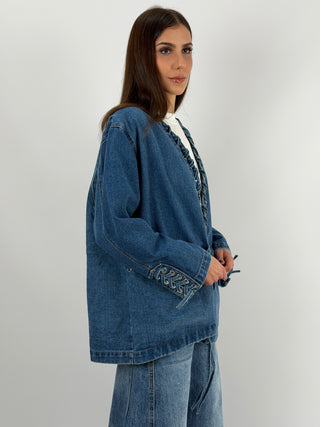 Giacca in Denim con Lacci
