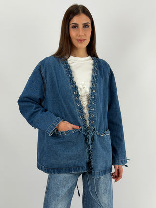 Giacca in Denim con Lacci