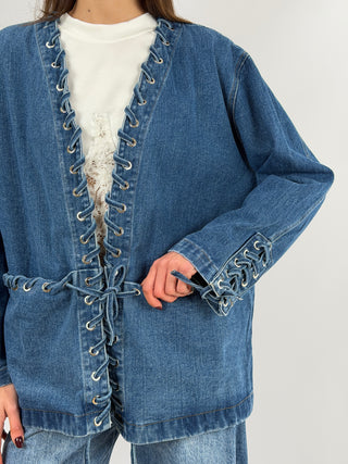 Giacca in Denim con Lacci