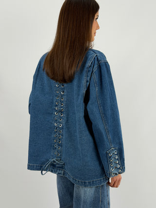 Giacca in Denim con Lacci