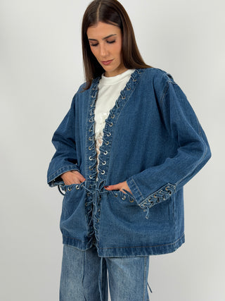 Giacca in Denim con Lacci