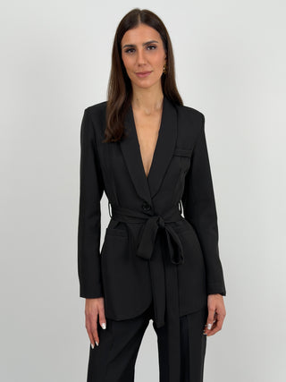 Blazer con Cintura Nero