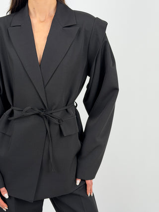 Blazer con Spalle Strutturate Nero