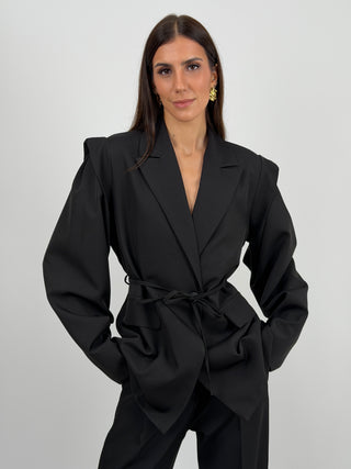 Blazer con Spalle Strutturate Nero