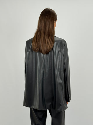 Blazer Over in Eco Pelle Nero