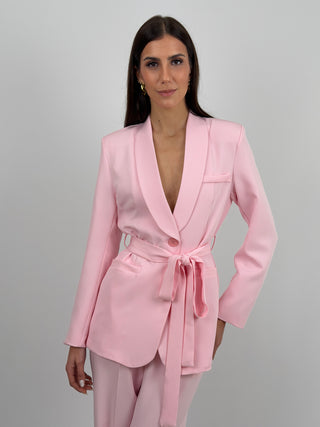 Blazer con Cintura Rosa