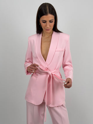 Blazer con Cintura Rosa