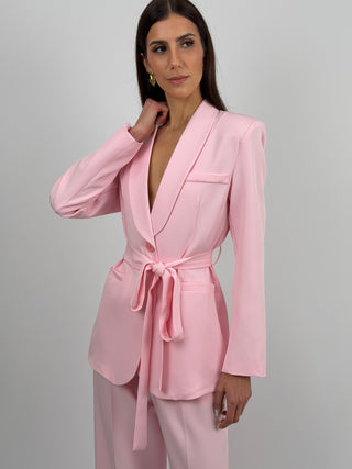 Blazer con Cintura Rosa