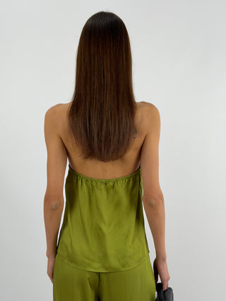 Set Top e Pantalone con Cintura Sottile Verde Oliva Lumina