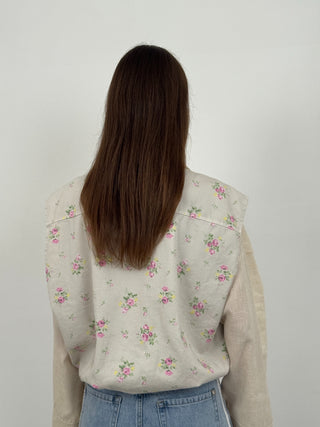 Gilet con Fiorellini Beige