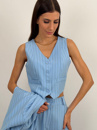 Sinner Intense Blue Pinstripe Vest