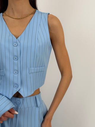 Sinner Intense Blue Pinstripe Vest