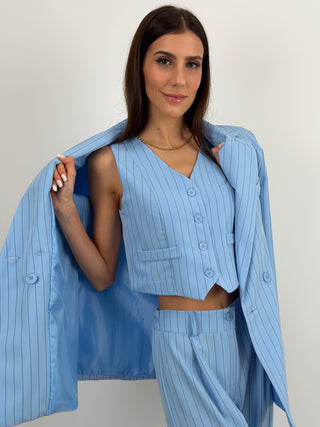 Sinner Intense Blue Pinstripe Vest