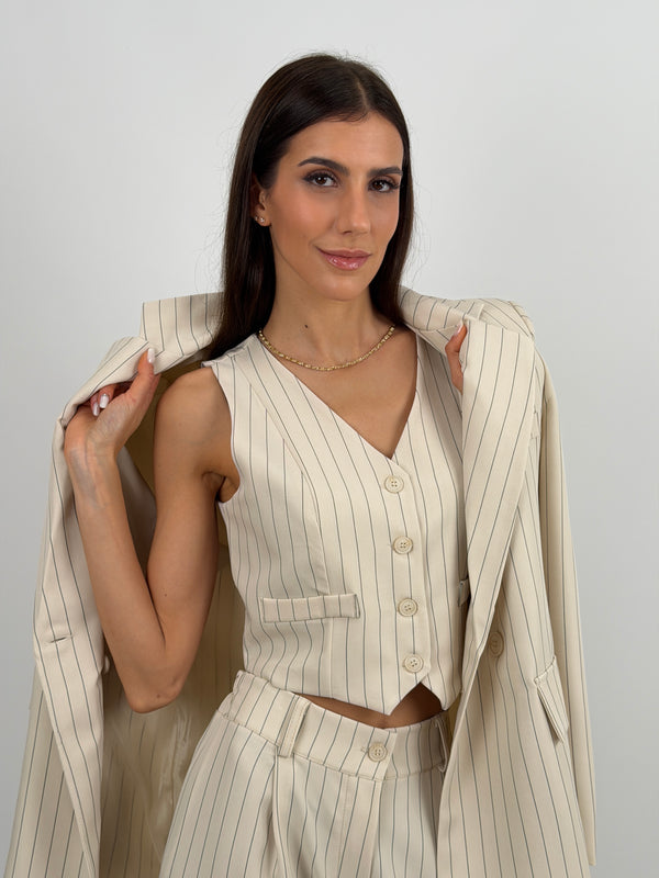 Gilet Gessato Beige