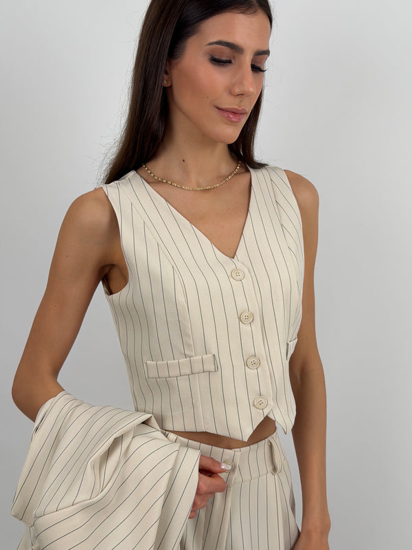 Gilet Gessato Beige