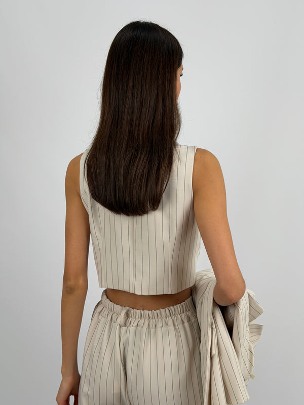Gilet Gessato Beige