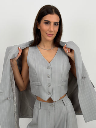 Sinner Intense Blue Pinstripe Vest