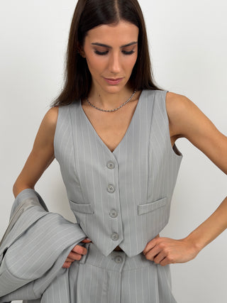 Sinner Intense Blue Pinstripe Vest