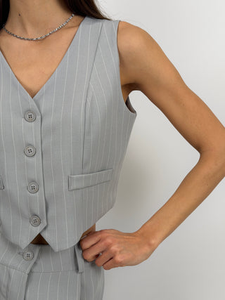 Sinner Intense Blue Pinstripe Vest