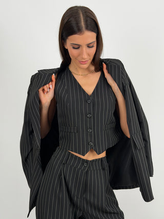 Sinner Intense Blue Pinstripe Vest