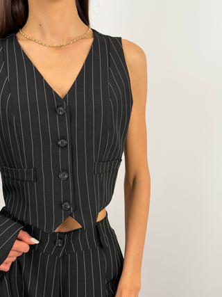 Sinner Intense Blue Pinstripe Vest