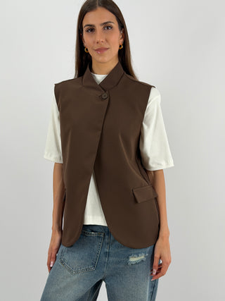 Gilet Over Incrociato Marrone