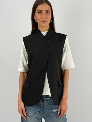 Gilet Over Incrociato Nero