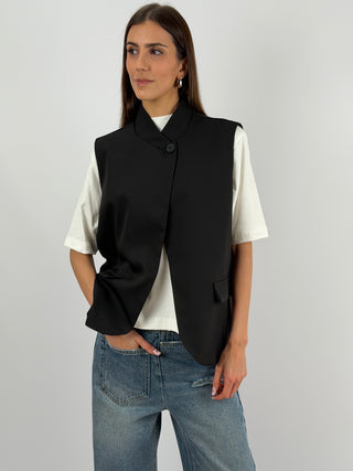 Gilet Over Incrociato Nero