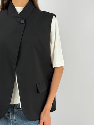Gilet Over Incrociato Nero