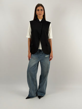 Gilet Over Incrociato Nero