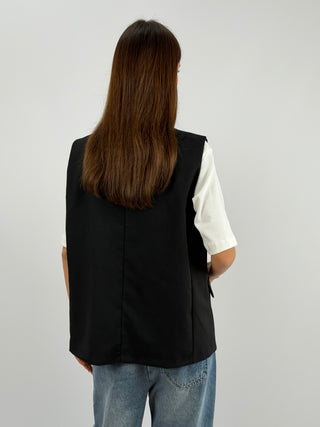 Gilet Over Incrociato Nero