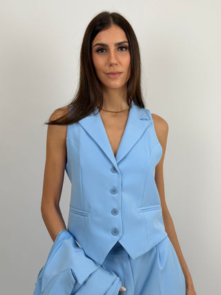 Gilet con Revers Azzurro